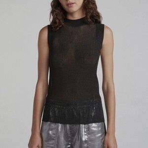 Rag and Bone Raina Lurex Tank Black and Metallic | Size L